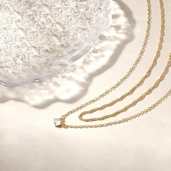 Gold Pendant for Women Diamond 14K Gold Plated Paperclip Choker Necklaces Open O - Picture 4 of 6